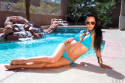 Laly Vallade in blue bikini