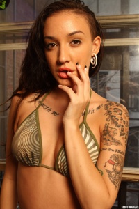 Lee Von Lux in zebra print bikini for Smut Makers