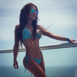 Rosita Arias in blue plaid bikini