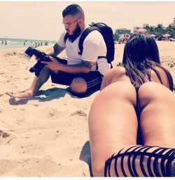 Devyn Heart at the beach in G-string bikini during shoot