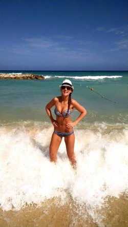 Kylie Morgan in denim bikini