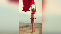 HeidiMeyer in red bikini at the beach