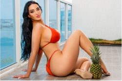 Amy Anderssen in red bikini