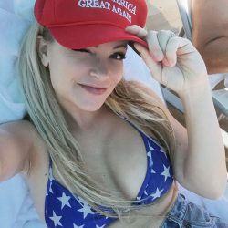 Mindy Robinson in American flag bikini