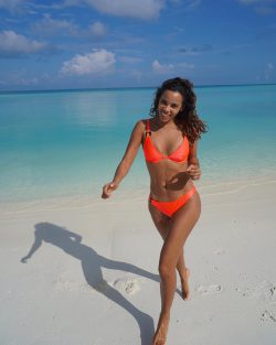 Rochelle Humes in orange bikini at the beach