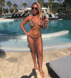 Billie Faiers in animal print bikini