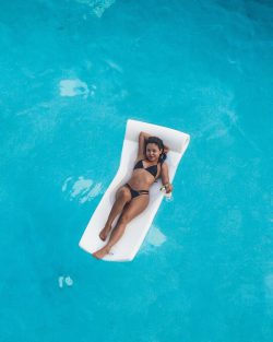 Cierra Ramirez relaxing in pool