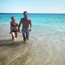 celebrity Danielle Robay in wet black bikini