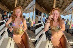 ginger Jia Lissa in colorful bikini